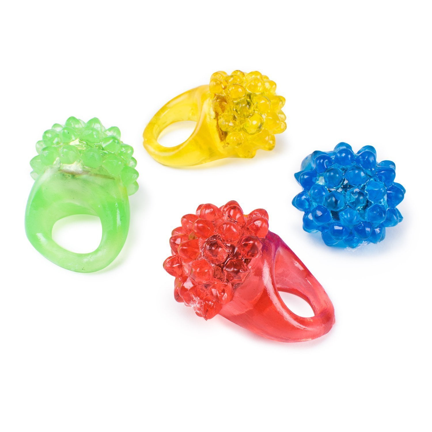 Random Color 18 Pack E-SCENERY Colorful Flashing Led Bumpy Rubber Jelly Rings for Party Favors Light Up Finger Toy for Kids Adults 