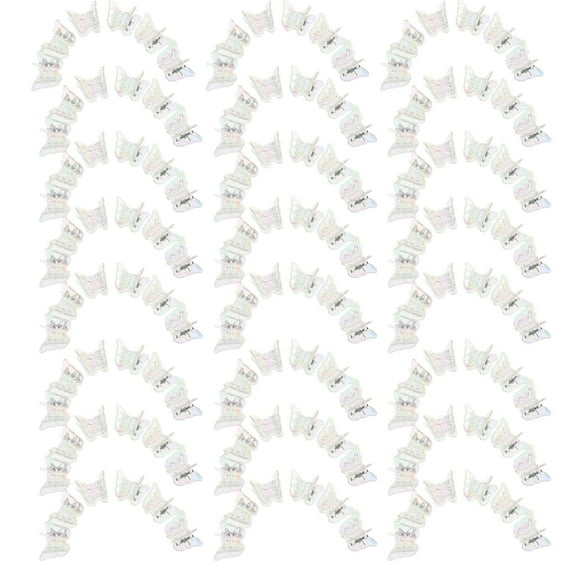 HEANUJJ 100pcs Transparent Tiny Butterfly Hair Clips with Iridescent Design for Hair Decoration and Daily Use