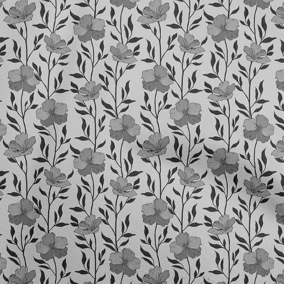 oneOone Polyester Spandex Gray Fabric Floral Sewing Material Print Fabric By The Yard 56 Inch Wide