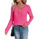 thumbnail image 3 of Camisetas de Punto Suaves y Transpirables para Mujer, con Cuello en V, Botones, Larga, Corte Holgado, Cálidas, Tipo Suéter Rojo Rosa XXL, 3 of 10