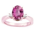 thumbnail image 3 of Star K � 3 Three Stone Oval Created Pink Sapphire Classic Engagement Promise Ring, 3 of 9