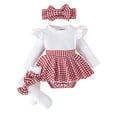 thumbnail image 3 of ibiyuan Toddler Clothes Outfits Fall 2 Piece Outfit, Ribbed Long Sleeve Bodysuit Houndstooth Hem Jumpsuit Skirt School Clothes, 3 of 4