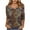 Brown, variant on HOMBOM Brown T Shirts for Women V-Neck Cute 3/4 Sleeve Vintage Floral Loose Holiday T-Shirts