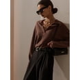 thumbnail image 6 of Women'S V Neck Long Sleeve Sweaters Dressy Casual Business Basic Knit Pullover Top Dark Brown One size, 6 of 8