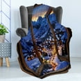 thumbnail image 4 of Landscape Soft Flannel Fleece Throw Blanket, Winter Season in a Rural Town Cottages Snowy Weather Illustration Scenic View, Cozy Plush for Indoor and Outdoor Use, 70" x 90", Multicolor, by Ambesonne, 4 of 5