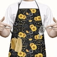 thumbnail image 2 of Black Sunflower Word Pattern Apron-Garden Aprons for Women with Pockets-Cotton Linen Waterproof Kitchen Cooking Gardening Aprons Adjustable for Kitchen,Cooking,BBQ and Salon 33x27 Inch, 2 of 7