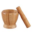 thumbnail image 3 of 2pcs Useful Kitchen Household Garlic Pugging Pot Pedestal Bowl Mortar and Pestle Set for Home Restaurant (M Size), 3 of 8