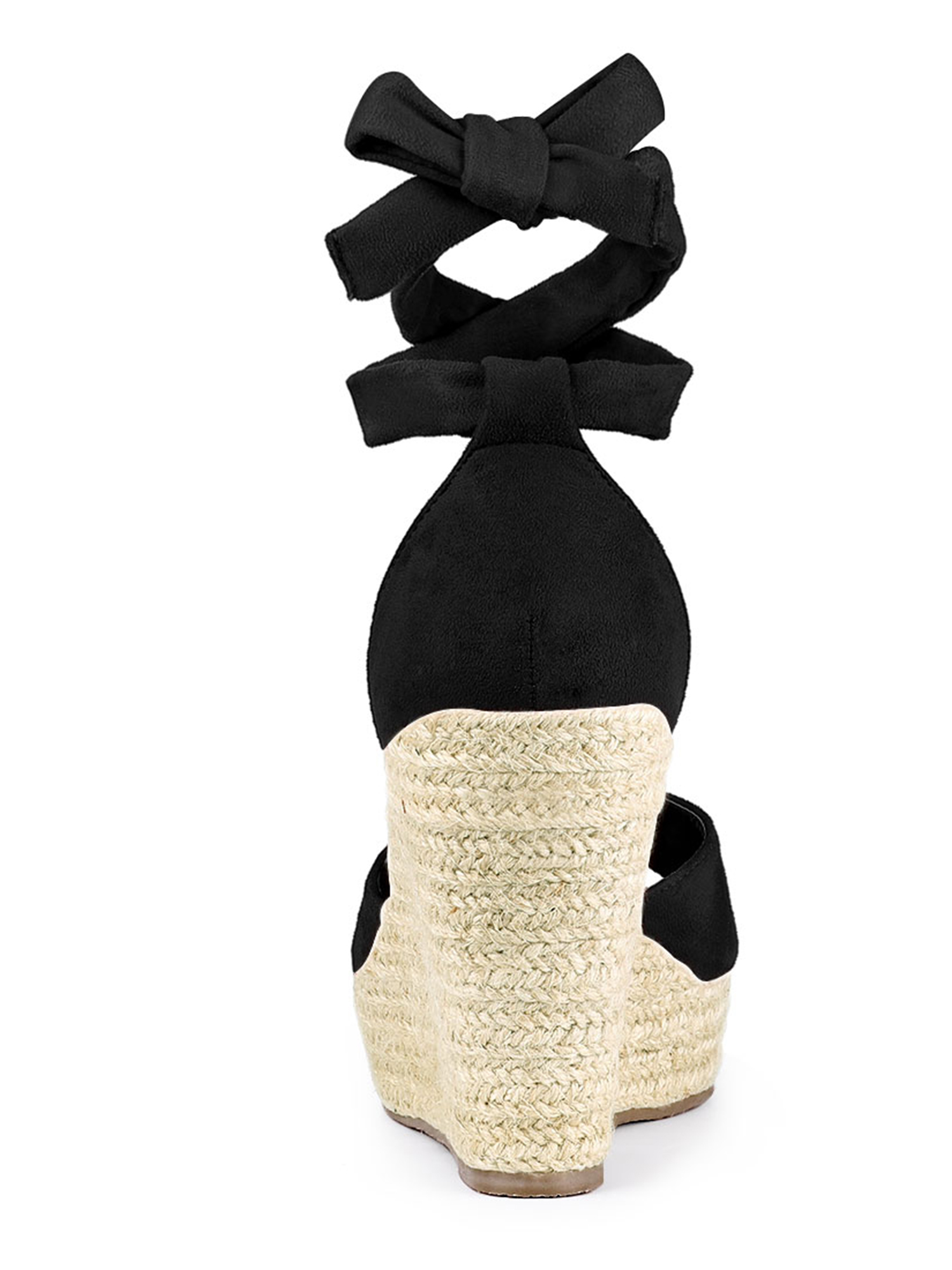 Unique Bargains Women's Espadrilles Tie Up Ankle Strap Sandals Black (Size 7.5)