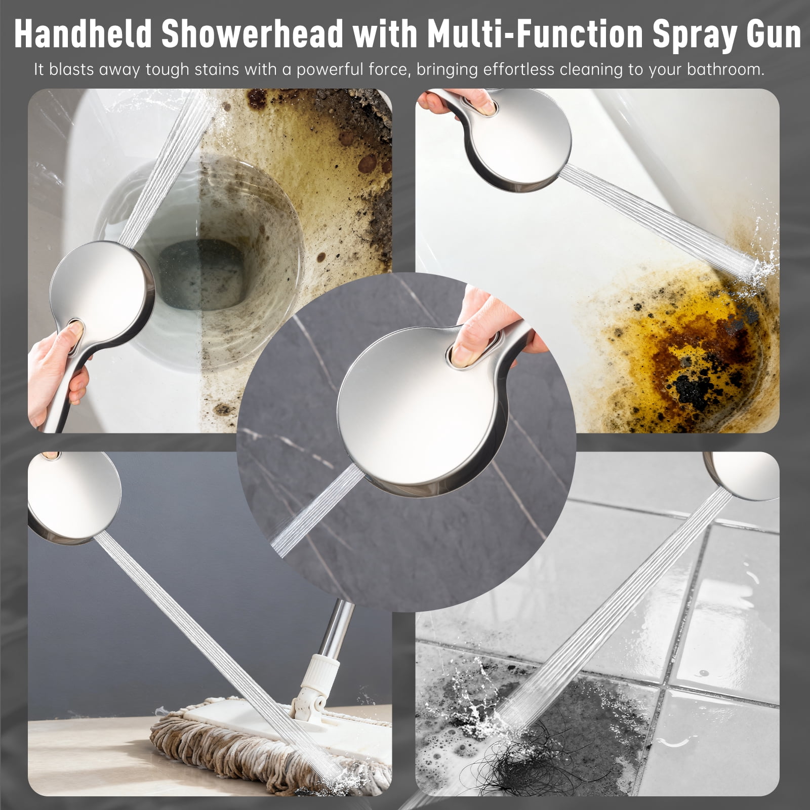 Joyrain Multi-angle adjustable showerhead& Handheld High-pressure 8 Spray Modes Shower Head, Rain Shower Combination with Straight Adjustable Extension Arm