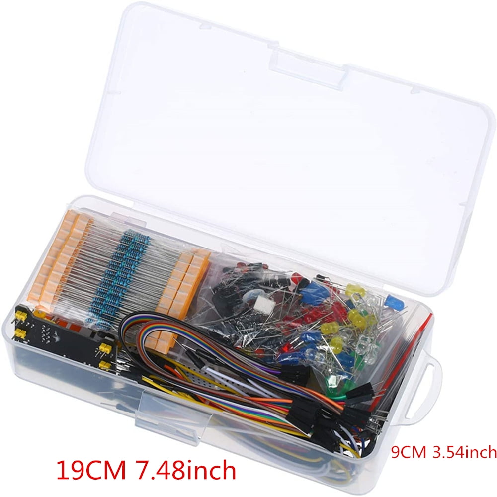 Elowen Portable Electronic Components Kit Components Electronic Components Kit 830 Connect Points Breadboard Cable Resistor Applicable For R3