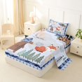 thumbnail image 2 of Castle Fairy Cute Camo Woodland Animal Twin Sheets 3pcs,Fox Bear Deer Puppy Pine Bedding,Sky Blue Cream,1 Fitted Sheet, 1 Flat Sheet and 1 Pillowcase, 2 of 6