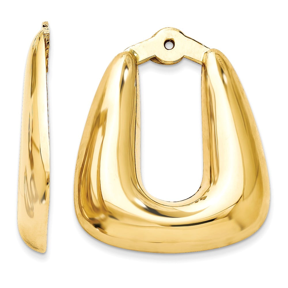 FB Jewels Solid 14K Yellow Gold Polished J-Hoop Earring Jackets