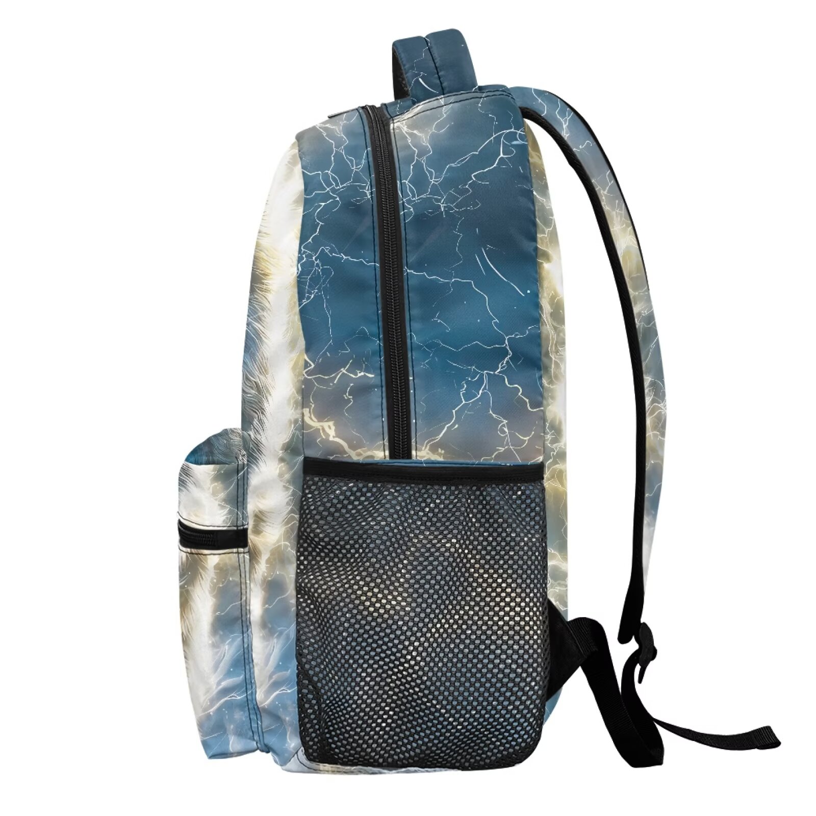 Mochila Escolar de 16 Pulgadas para Niños Resistente al Agua de Poliéster con Diseño de Lobo Genial para Primaria, Útiles Escolares 3