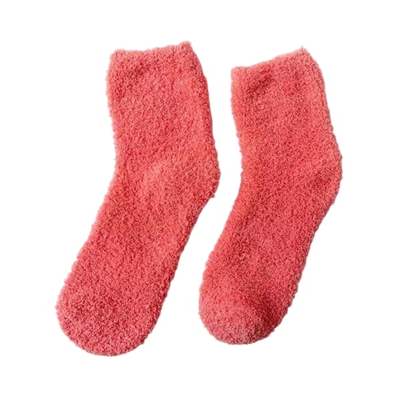 Womens Super Soft Cozy Crew Socks Fuzzy Plush Warm Winter Home Sleeping Slipper Socks Watermelon Red One Size