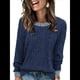 thumbnail image 2 of Camisas de Larga para Mujer, Suéteres, Conjuntos de Otoño, Bloques de Color, Ropa de Invierno, Elegantes, Informales, Suaves. Azul Marino XL, 2 of 7
