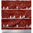 thumbnail image 1 of Soimoi Tissu Crêpe polyester Rouge Baies Rouges & Joyeux Noël Tissu Imprimé au Mètre 52 Pouces de Large, 1 of 3