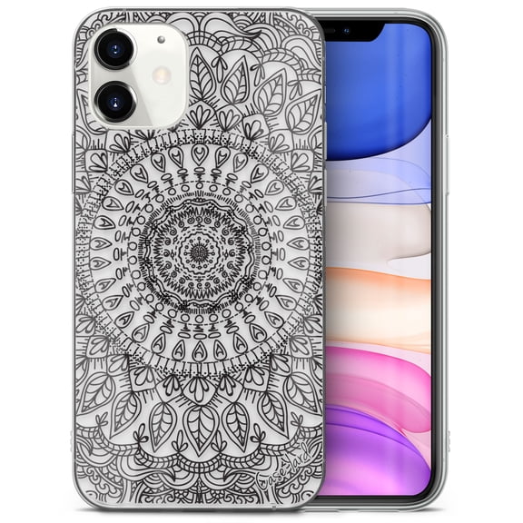 Case Yard iPhone-11 Case Clear Soft & Flexible TPU Ultra Low Profile Slim Fit Thin Shockproof Transparent Bumper Protective Cover Drop Protective Cell Phone Cases (Floral Mandala)