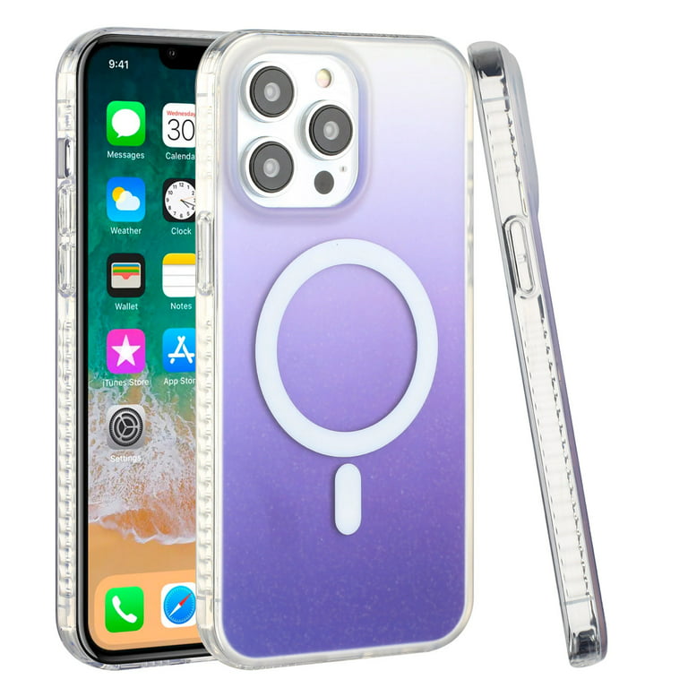 Kingxbar PQY Gradient Series Funda Magnética para iPhone 13 Pro Max Carcasa  Azul / Rosa (Compatible con MagSafe) - ✓