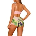 thumbnail image 3 of INSPIRE CHIC Women's Drawstring Push Up Bikini Sets Top, 2 Pieces Tropical Print High Waist Shorts Bathing Suits, 3 of 4