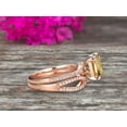 thumbnail image 5 of 2 Pcs 10k Rose Gold 2.55 Carat 7mm Cushion Cut Champagne Diamond Moissanite Engagement Ring Set Solid 10k Rose Gold Bridal Set Custom Made Flaming Jewelry Twisted Across Matching Band, 5 of 5