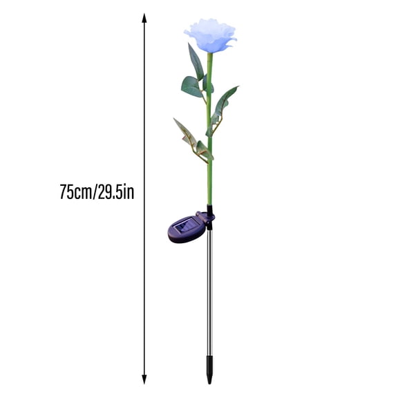 Blasgw Solar-Powered LED Garden Light Single Head Rose Simulation for Outdoor Landscape Illumination Blue