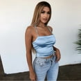 thumbnail image 2 of outfmvch tank top for women imitated silk fabric lace up backless crop slim fit party club crop tops for women, 2 of 8