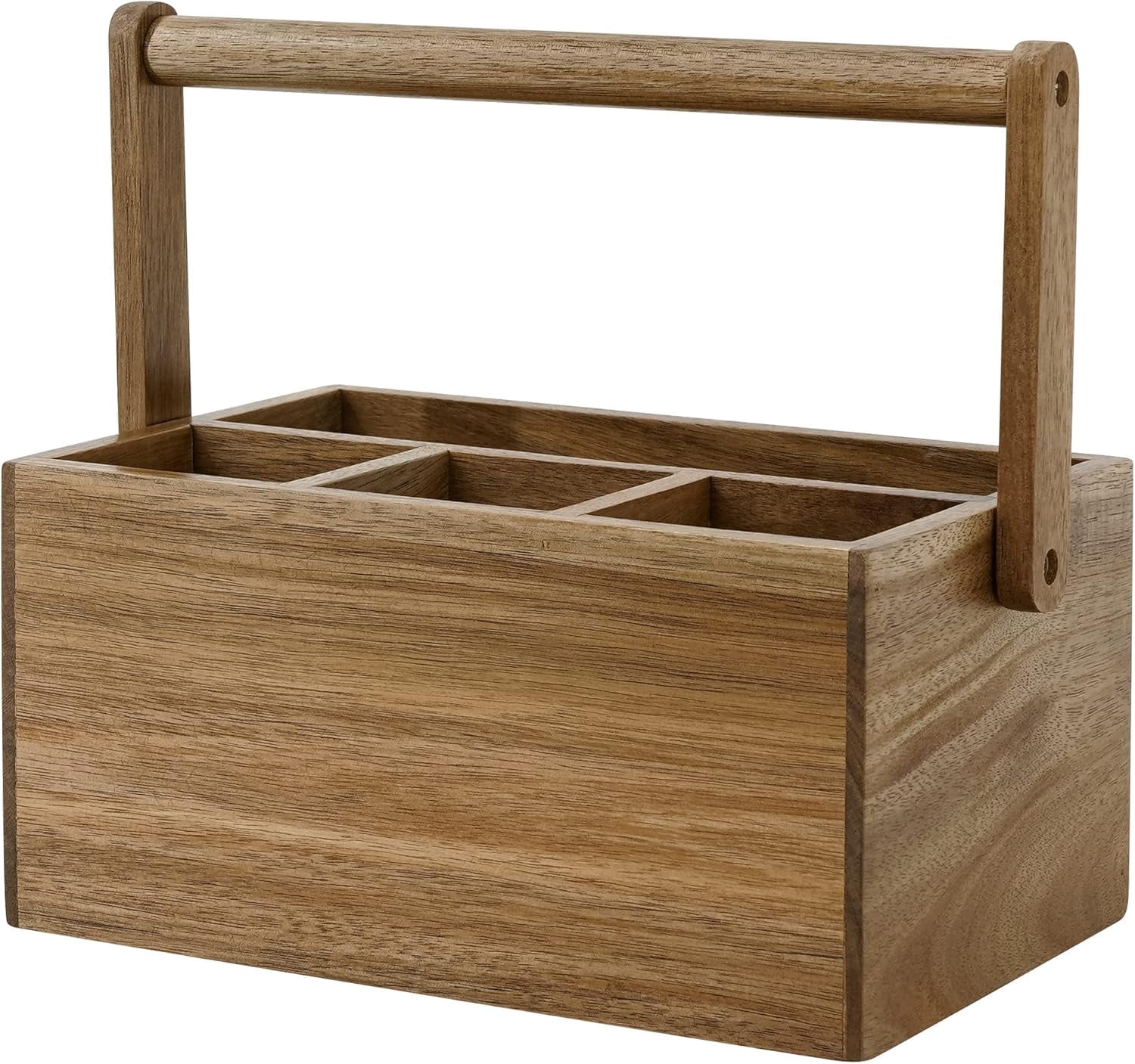 Utoplike Acacia Wooden Silverware Caddy with Handle, Kitchen Utensil Holder, Portable Organizer for Office, Bathroom, Bedroom