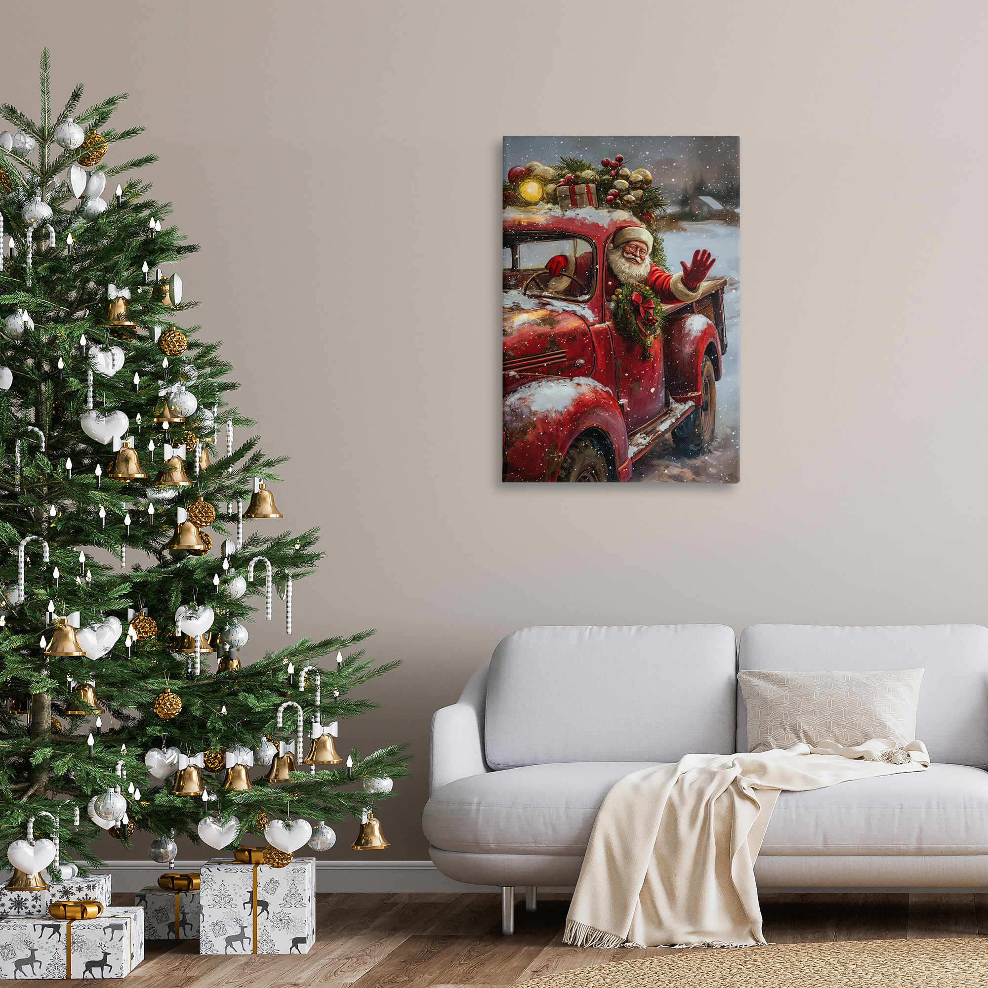 Stupell Industries Santa Waving Hello Holiday Painting Gallery Wrapped Canvas Art Prints Wall Art, 24 x 36