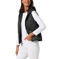 thumbnail image 4 of Women's Lightweight Hooded Vest Button Down Sleeveless Puffer Vest XL Black, 4 of 6