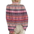 thumbnail image 1 of Breezora Chandail à Col Roulé Contemporain pour Femmes, Design à Imprimé Rétro, Manches Longues, Tricoté, Coupe Ample, Confort, Mode d'Automne, Taille M, Rose Vif, 1 of 3
