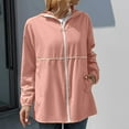 thumbnail image 5 of IROINNID Women's Mid-Length Zip Up Jacket Solid Color Long Sleeve Waterproof Outdoor Sports Casual Jacket, Pink, 5 of 6