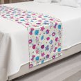 thumbnail image 2 of Feminine Bed Runner, Pattern with Funny Doodle Elements Bowtie Ladybird Diamond and Kitty, Decorative Accent Bedding Scarf for Hotels Homes and Guestrooms, Queen, Fuchsia and Blue, by Ambesonne, 2 of 2