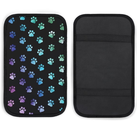 Cartoon Paw Print Colourful Universal Armrest Box Mat, Armrest Box Protector Center Console Cover Car Decoration Accessories