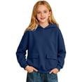 thumbnail image 3 of SOFTCCLO Girls Hoodies Solid Color Loose Versatile Pullover Hoodie Top Fall Winter Hoodies for Girls Size 4-5Y, 3 of 5