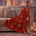 thumbnail image 6 of Festive Western Holiday Motifs Deep Red Base, Festive Holiday Scene, Warm Flannel Blanket for Ranch House and Living Room, Horse Lovers Christmas Gift, Rustic Home Decor, 6 of 9