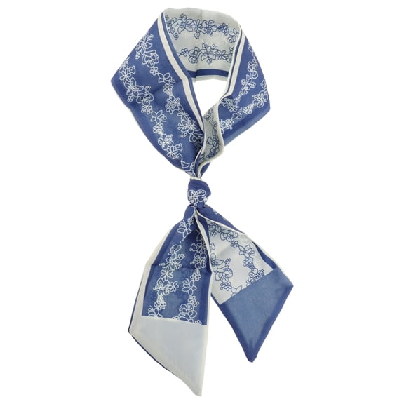 Unique Bargains 1 Pc Scarf Headband Flower Neck Scarf for Women Blue Beige