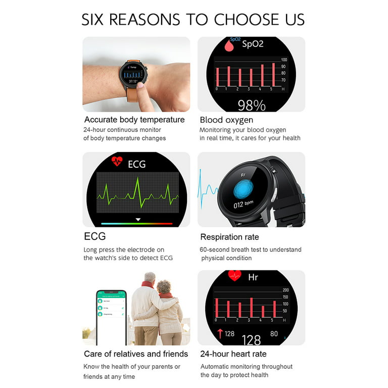 Smart Sports Watch 1.3-inch Touch Smart Bracelet ECG Heart Rate Blood  Pressure Respiratory Rate Monitoring Multi-Sport Scientific Sleep Sedentary  Reminder IP68 Waterproof Health Caring Wrist - Walmart.com