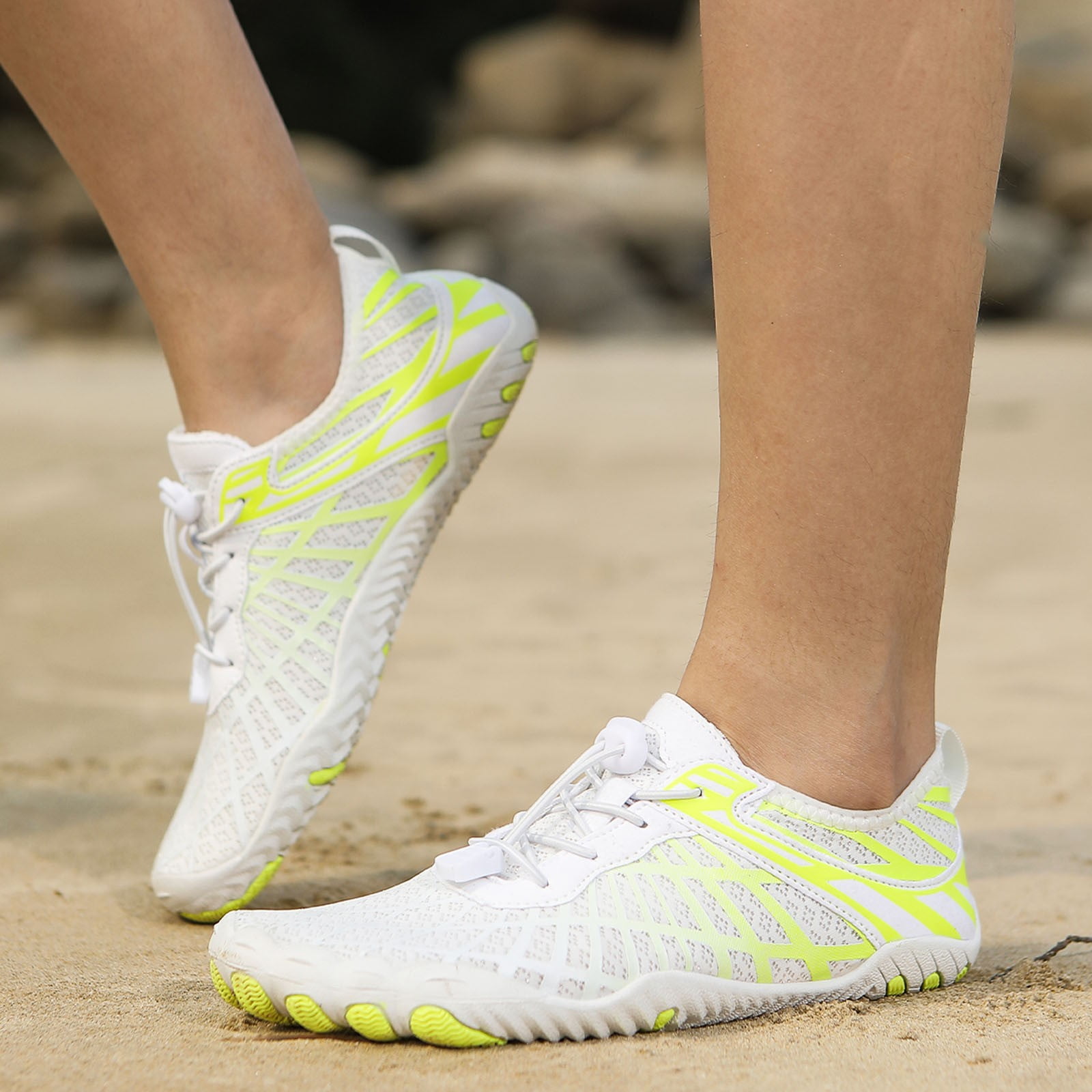 Dakaela Hike Barefoot Shoes Athletic Hiking Minimalist Water Sneakers Wide Toe Box Running Shoe Yellow 8