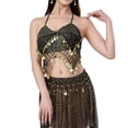thumbnail image 2 of Kctiaxy Womens Summer Tops with Built in Bra Spaghetti Strap Fringe Sparkly Tank Top Sleeveless V-Neck Belly Crop Blouse Dance Performance, 2 of 8
