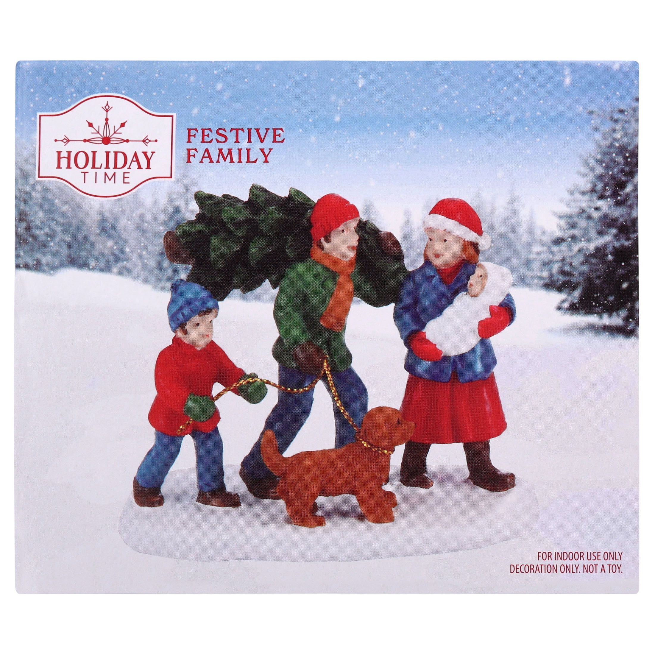 Festive Family Christmas Village Decorative Figurine, Multicolor, 3.5", by Holiday Time