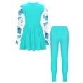 thumbnail image 2 of Ocealan Kids Girls Modest 2 Pcs Swimsuits Floral Hijab Swimdres Top with Leggings Burkini Lake Green 8, 2 of 5