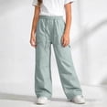 thumbnail image 4 of hoksml Girls Cargo Pants, Drawstring Elastic Waist Quick Dry Trousers for Back to School and Outdoor Hiking, 4 of 5