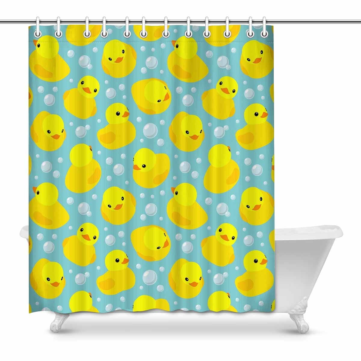 Yellow Rubber Ducks Shower Curtain,Bathroom Curtains Sets with Hooks ...