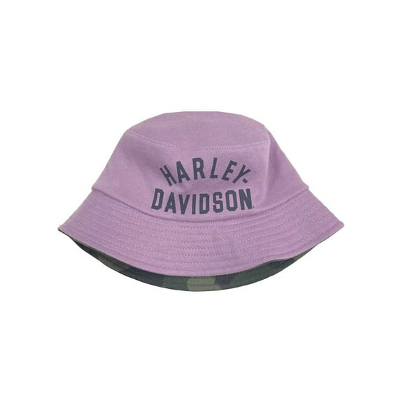 Harley-Davidson Little Girls' H-D Logo Reversible Bucket Hat - Lavender/Camo, Harley Davidson