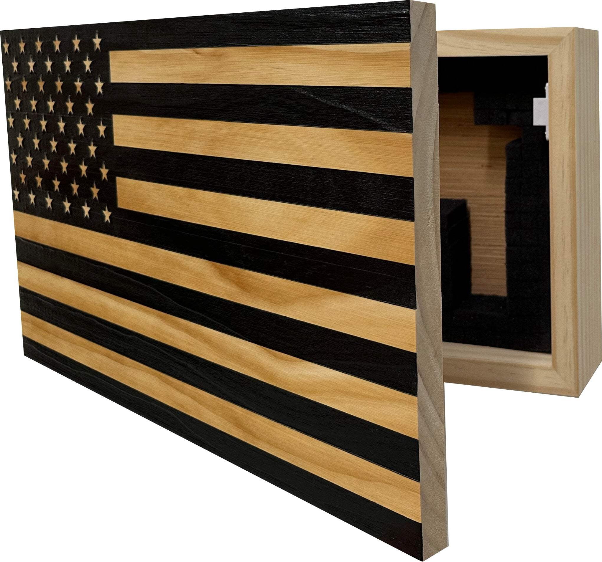 Bellewood Designs American Flag Decorative  Secure Wall-Mounted Gun Cabinet (Black)