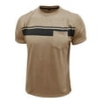 thumbnail image 5 of MIXUE Shirts For Men Summer Solid Color Striped Round Neck Short Sleeve Tops Pullover Tshirts Holiday Wear,Brown,M, 5 of 7