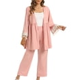thumbnail image 2 of Womens Fashion New Loose Casual Solid Color Cardigan Long Sleeved Pants Two-piece Set Trendsetting Women's Apparel, 2 of 6