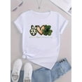 thumbnail image 2 of Camiseta De Mujer Camisetas Femeninas Verano Estampado De Ropa Casual Con Cuello Redondo1pc Women'S Casual Crew Neck T-Shirt with Peace Love St. Patrick'S Day Print, Polyester Knit Fabric, Medium St, 2 of 6