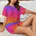 thumbnail image 4 of Balery Holiday Shiny Conjunto de Pijama para Mujer con Estampado, Dos Piezas de Manga Corta y Shorts, Ropa de Dormir Suave con Cuello Redondo y Bolsillos-XX-Large, 4 of 6