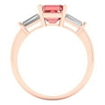 thumbnail image 4 of 1.62 ctw 3 Stone Anniversary Ring for Women | Square Emerald Cut Natural Garnet | Hyperallergenic Solid 14K Rose Gold, 4 of 7